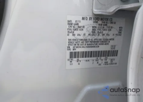 2011 Ford Edge Limited z USA, uszkodzony, nr VIN 2FMDK3KC5BBB68329